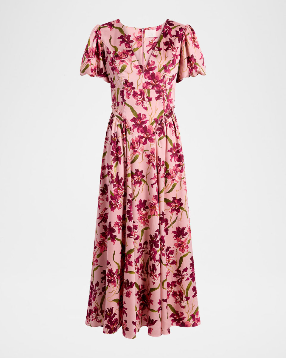 Katlin Trailing Hibiscus Midi Dress